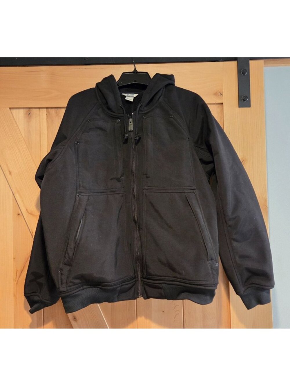 Duluth Jacket Men's Size L Prudhoe Bay ? Hooded Action Black Rainproof *Fading*